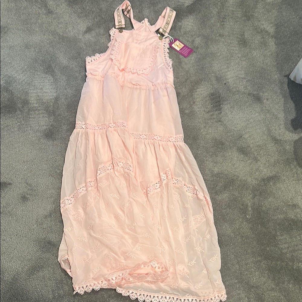 Pink Lace Overall Dress